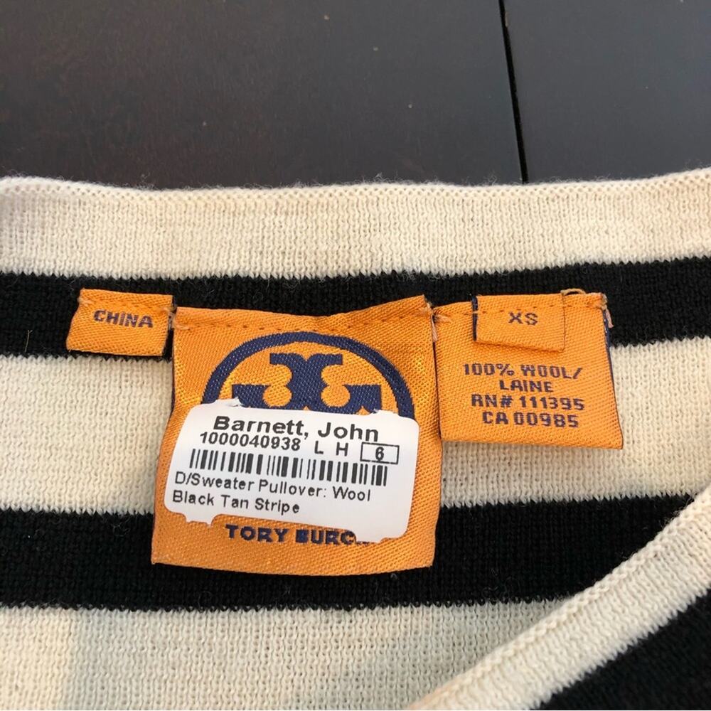Tory Burch black and cream striped wool sweater size Extra Small - Picture 8 of 15